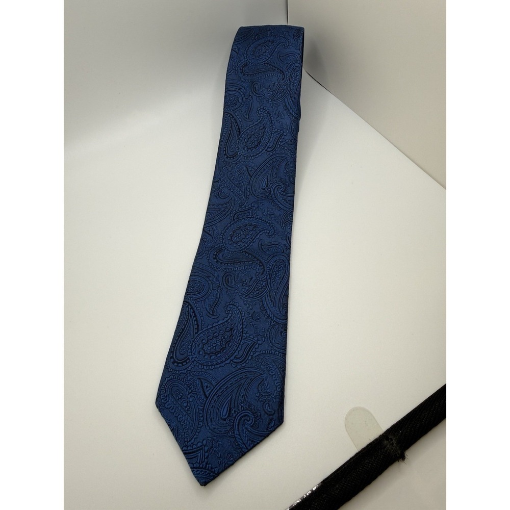 Ted Baker London Tie Blue Paisley Jacquard Skinny Extra Long Italian Silk 61.5"